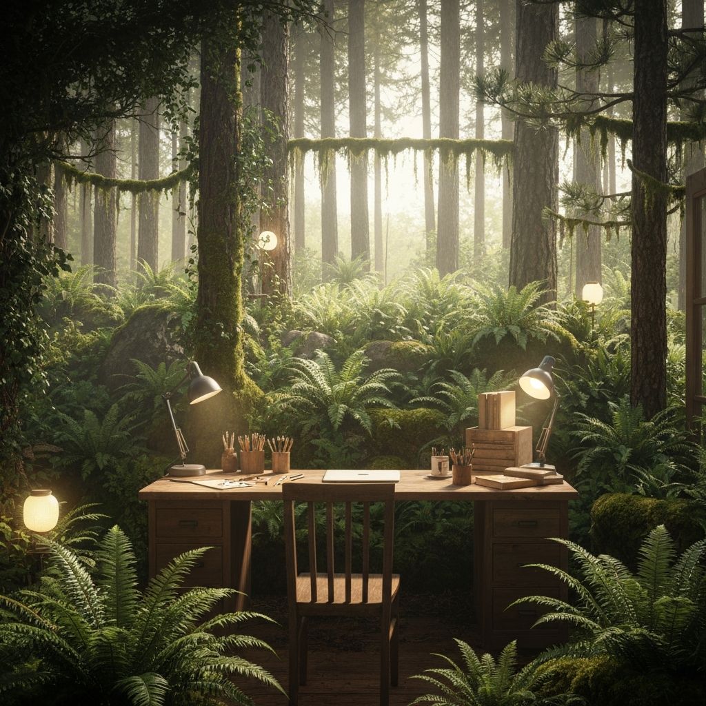 Creative workspace with natural materials